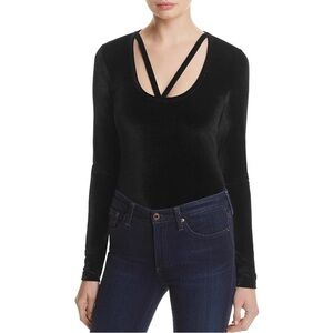 Project Social T bodysuit black long sleeve velvet